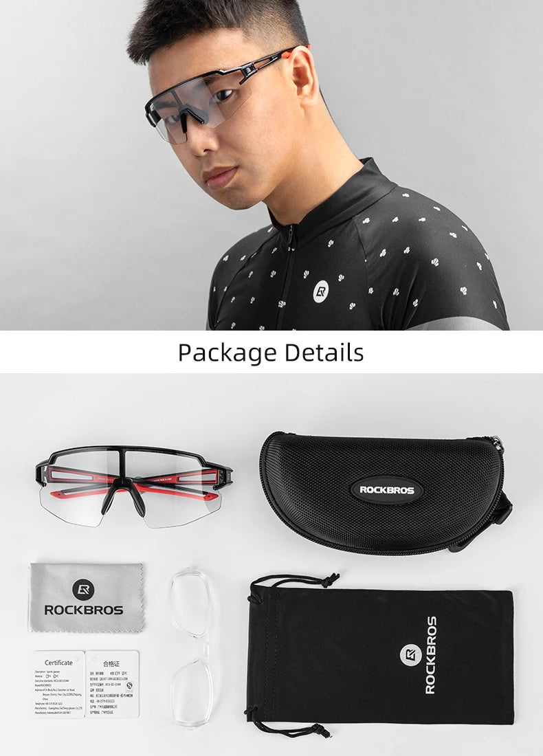 ROCKBROS Photochromic Cycling Glasses – UV400 Polarized Bike Eyewear