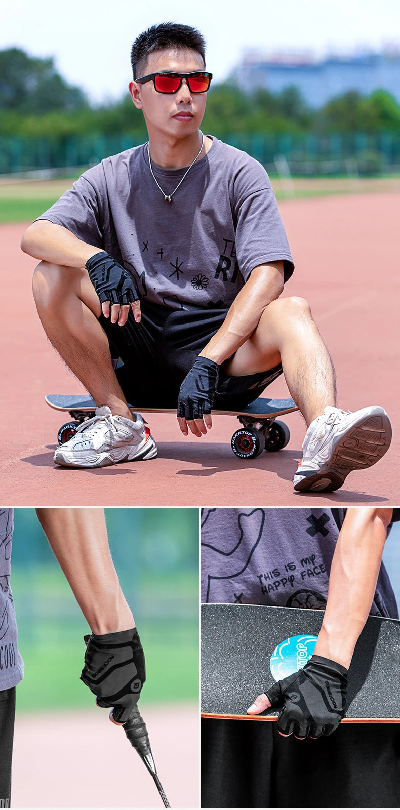 ROCKBROS Fingerless Breathable Cycling Gloves for Summer