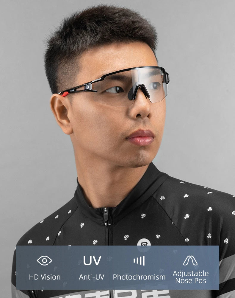 ROCKBROS Photochromic Cycling Glasses – UV400 Polarized Bike Eyewear