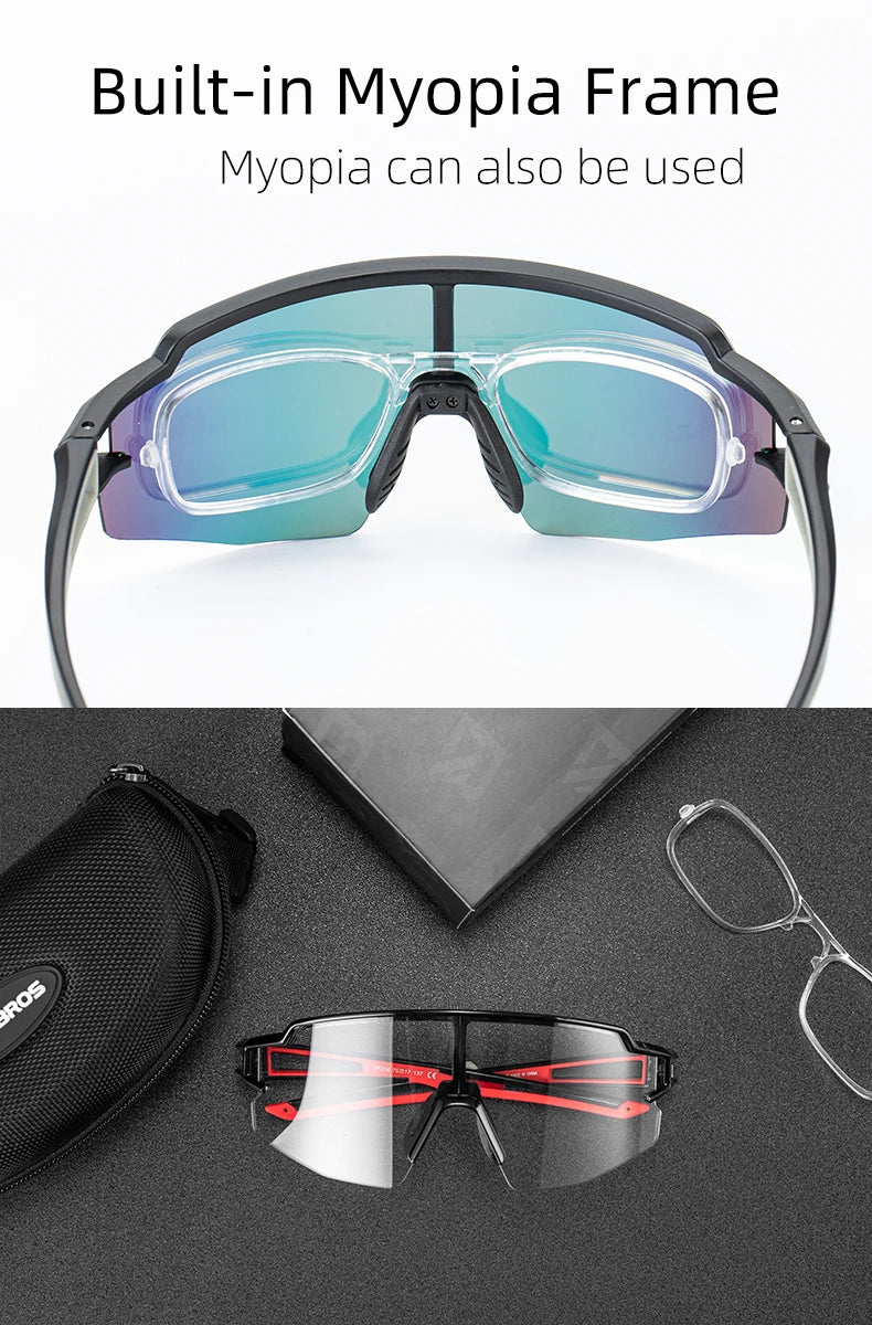 ROCKBROS Photochromic Cycling Glasses – UV400 Polarized Bike Eyewear