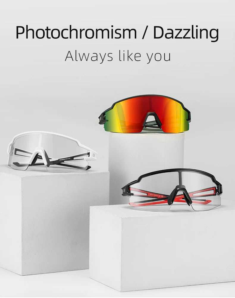 ROCKBROS Photochromic Cycling Glasses – UV400 Polarized Bike Eyewear