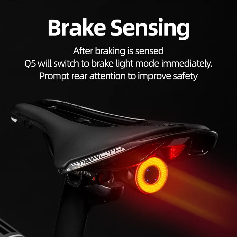 ROCKBROS Q5 Smart Brake-Sensing Bike with IPX6 Waterproof LED Rear Light