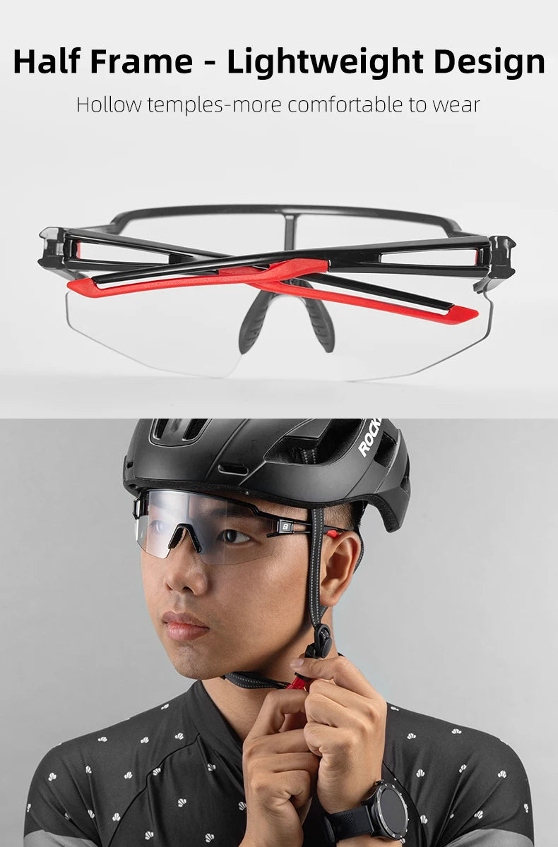 ROCKBROS Photochromic Cycling Glasses – UV400 Polarized Bike Eyewear