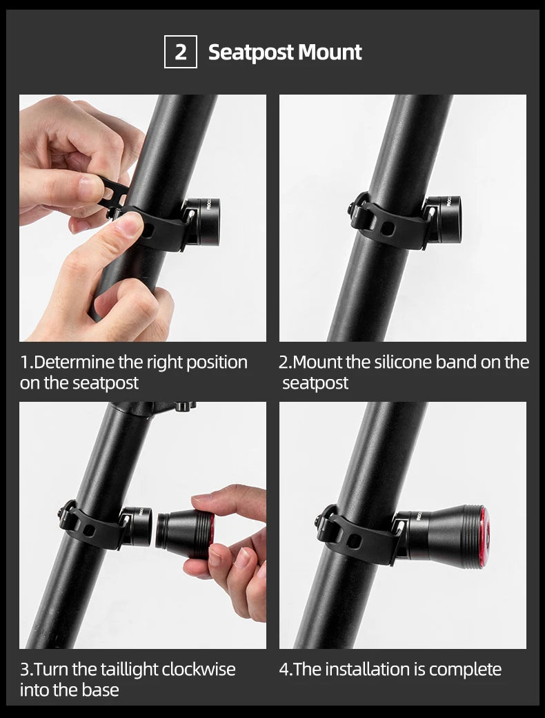 ROCKBROS Q5 Smart Brake-Sensing Bike with IPX6 Waterproof LED Rear Light