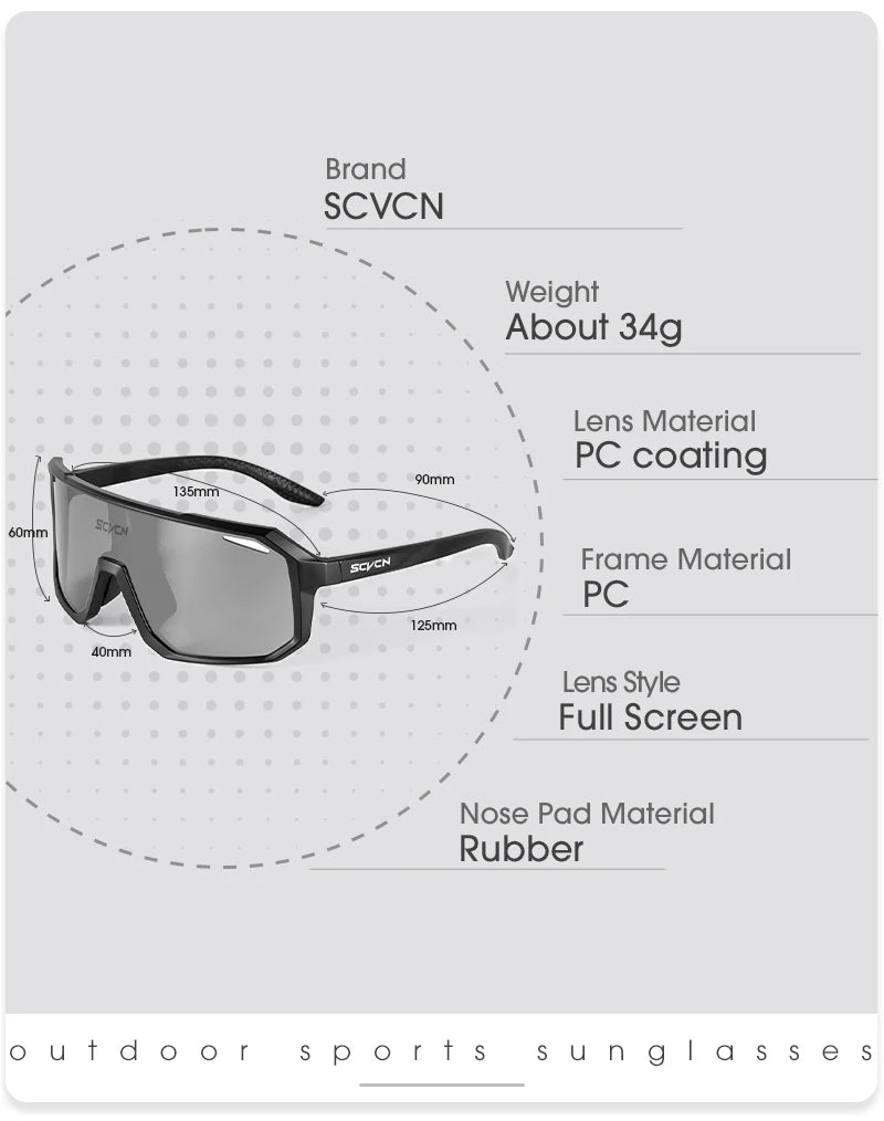 SCVCN Photochromic Cycling Sunglasses for Men & Women