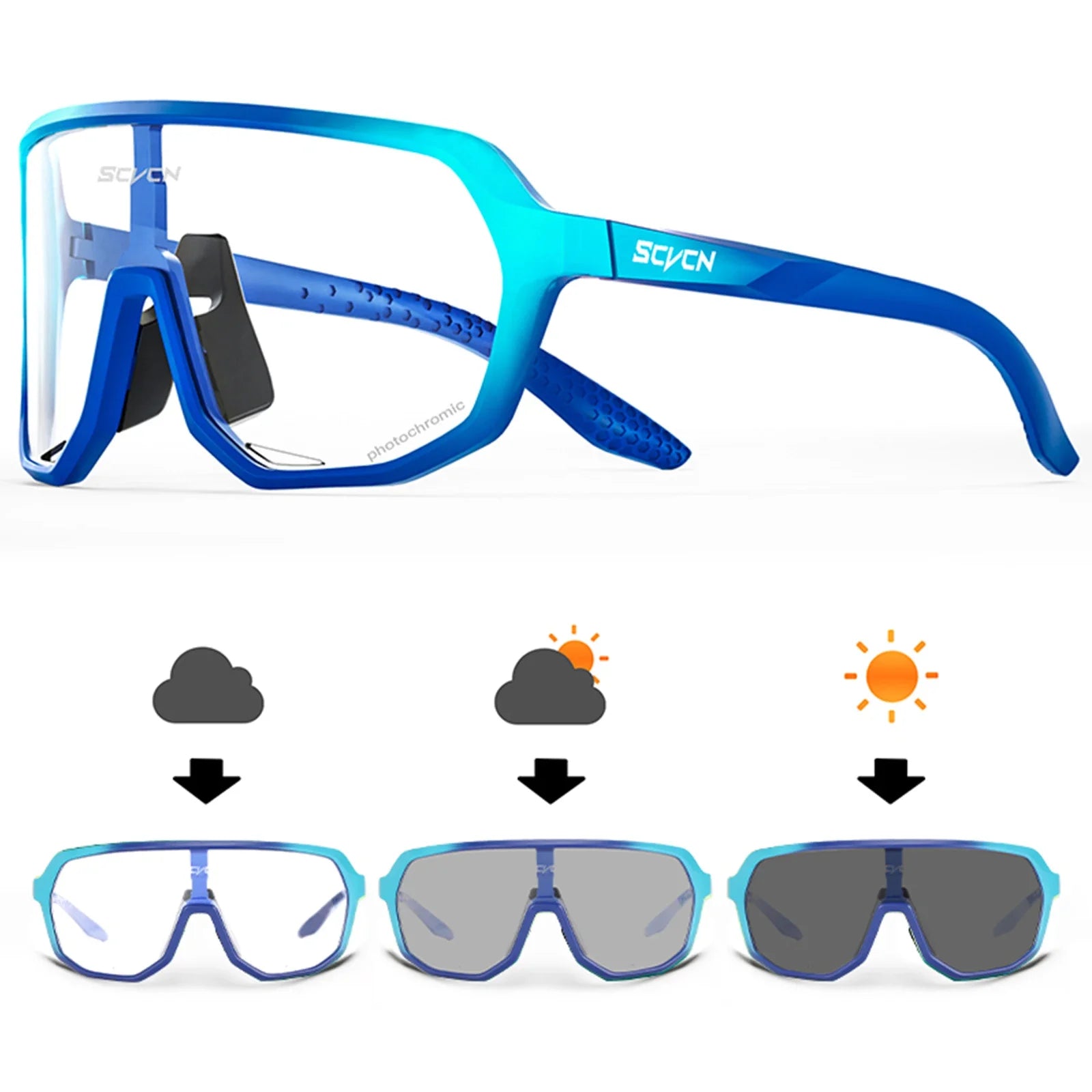 SCVCN Photochromic Cycling Sunglasses for Men & Women