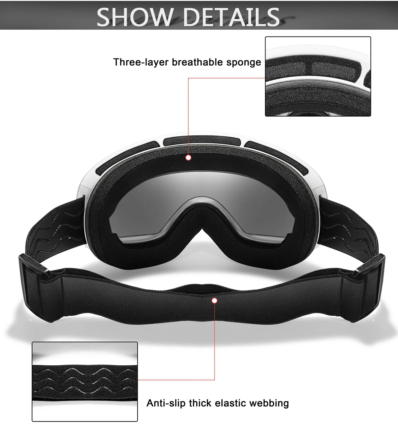 Anti-Fog Ski & Snowboard Goggles with Night Vision