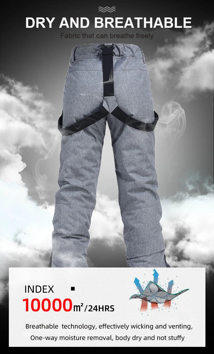 Unisex Waterproof Ski Pants with Suspenders