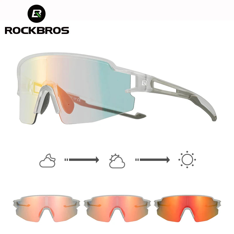 ROCKBROS Photochromic Cycling Glasses – UV400 Polarized Bike Eyewear