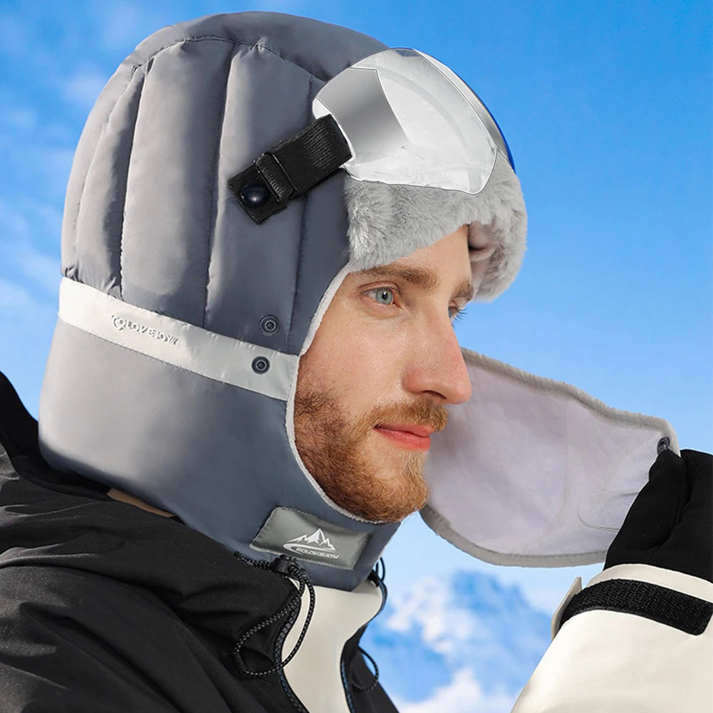 Winter Windproof Balaclava Hat with Goggles – Unisex Outdoor Ski Cap