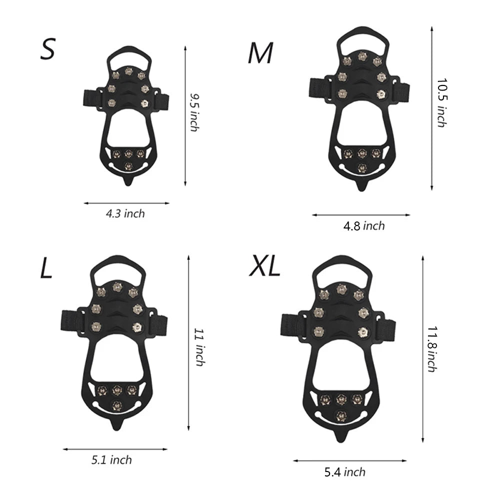 11-Teeth Ice Crampons – Anti-Slip Shoe Spikes for Winter Hiking