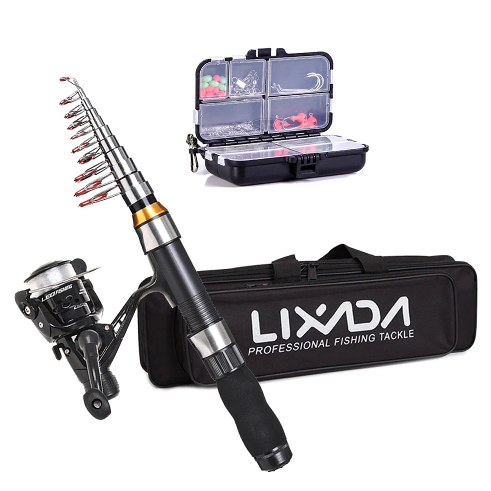 Lixada Telescopic Carbon Fiber Fishing Rod & Reel Combo with Bag