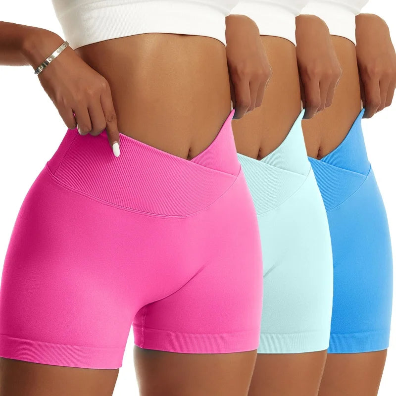 3-Pack High-Waist Scrunch Yoga Shorts for Women
