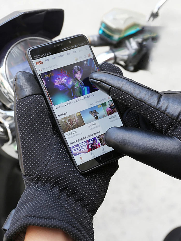 Heated Motorcycle Winter Gloves – Waterproof PU Leather, Thermal Insulated