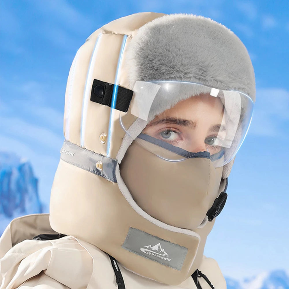 Winter Windproof Balaclava Hat with Goggles – Unisex Outdoor Ski Cap