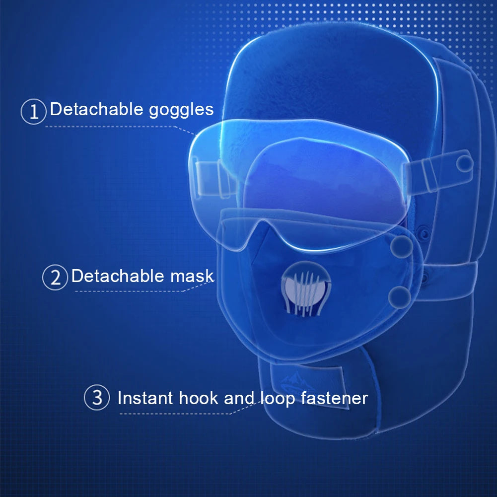 Winter Windproof Balaclava Hat with Goggles – Unisex Outdoor Ski Cap