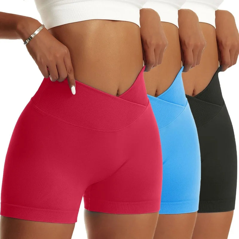 3-Pack High-Waist Scrunch Yoga Shorts for Women