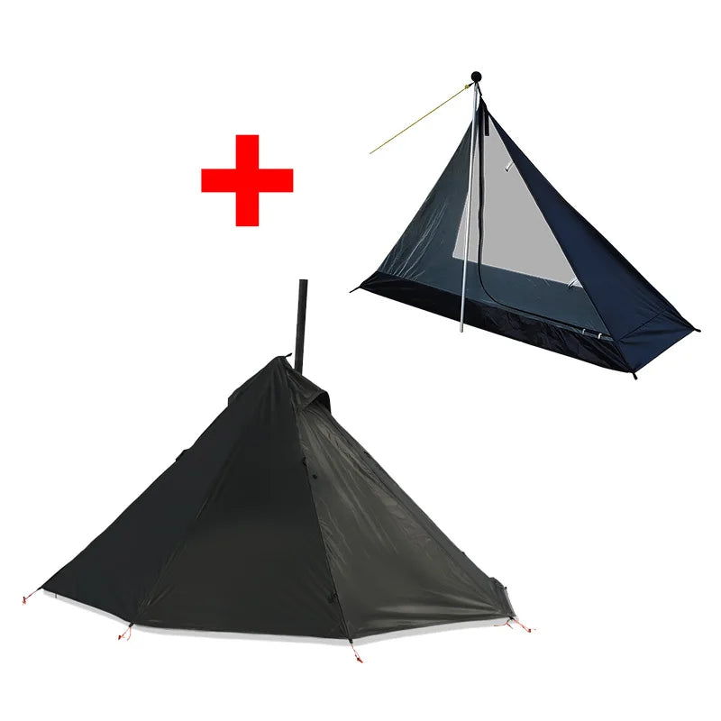 Ultralight 1-Person Hot Tent with Chimney Window for Winter