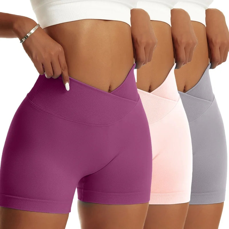3-Pack High-Waist Scrunch Yoga Shorts for Women