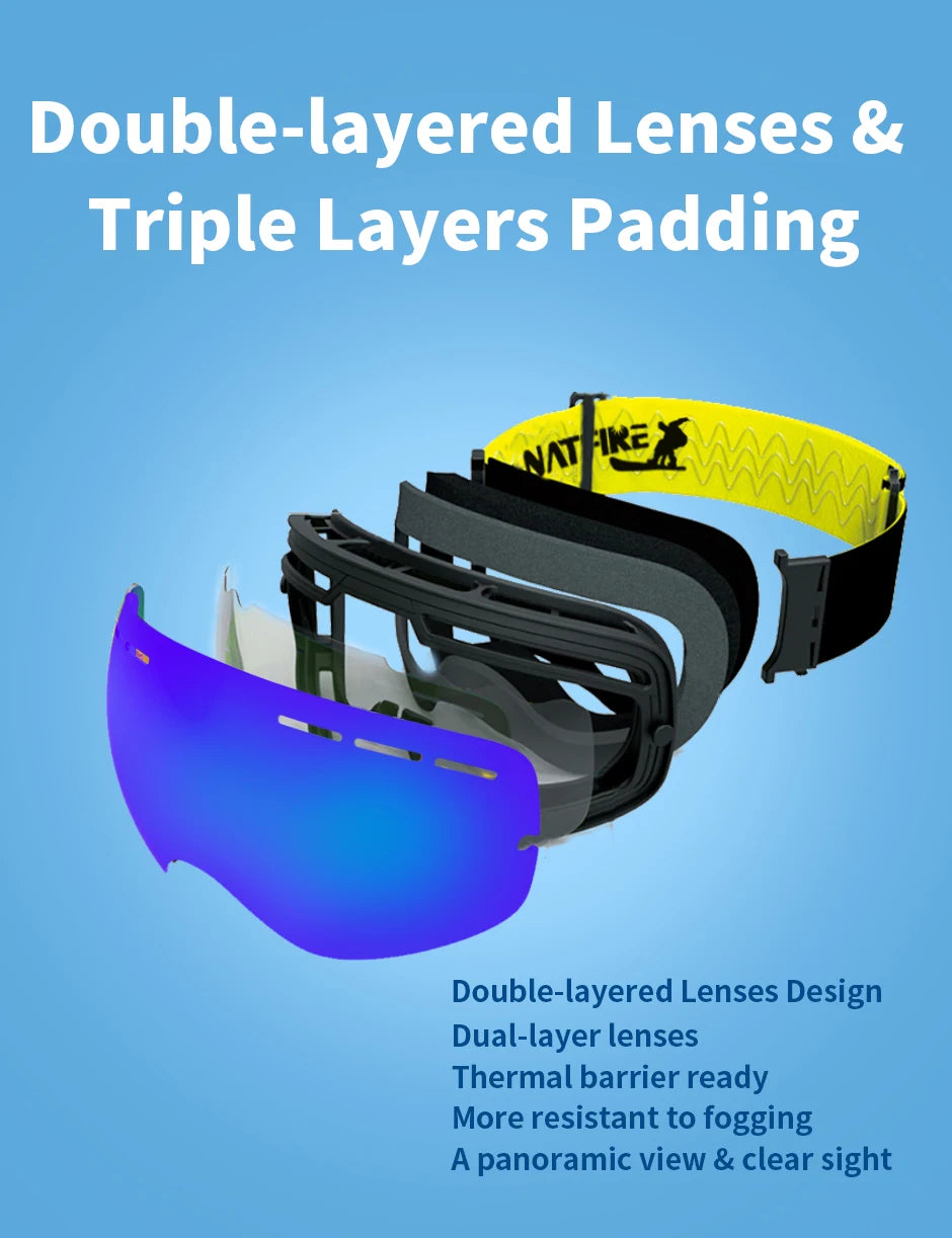 NATFIRE UV400 Anti-Fog Ski & Snowboard Goggles