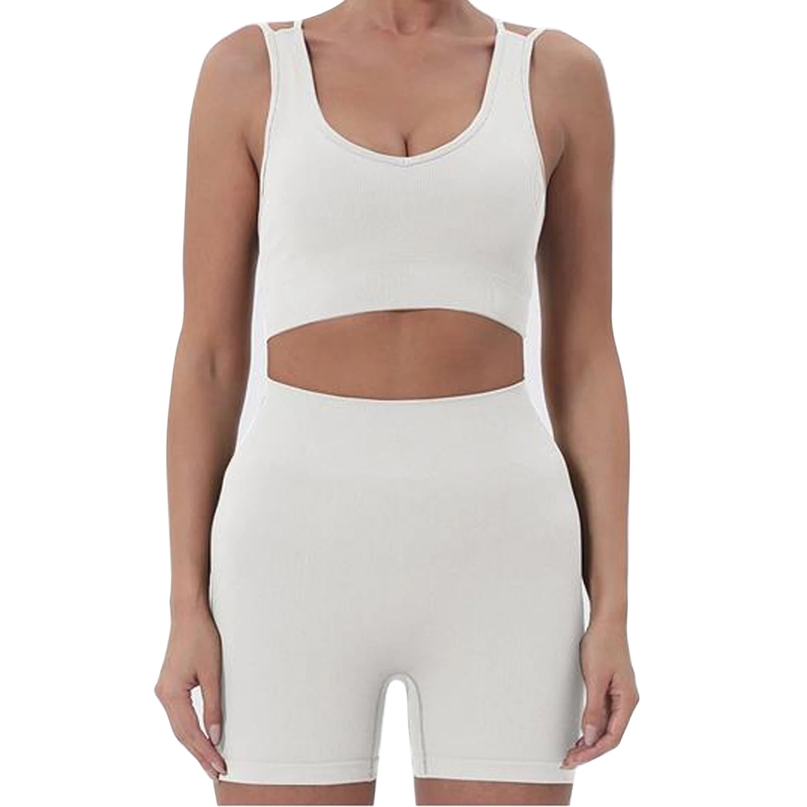 Women’s 2-Piece Active Set with Sleeveless Crop Top & High-Waisted Shorts