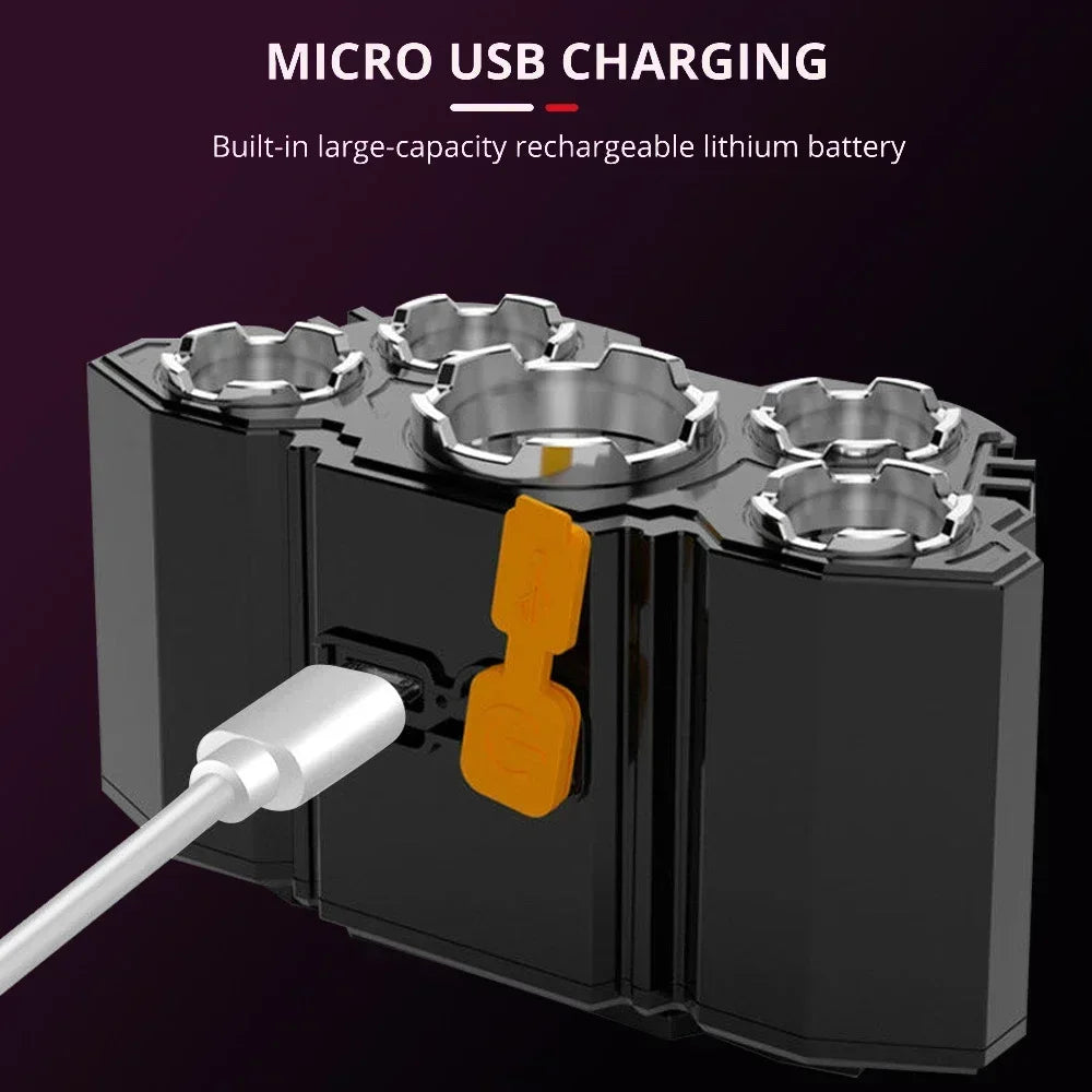 USB Rechargeable 5-LED Headlamp with Built-in Battery