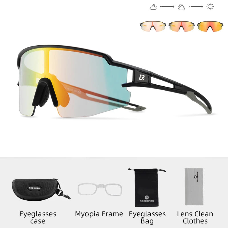 ROCKBROS Photochromic Cycling Glasses – UV400 Polarized Bike Eyewear
