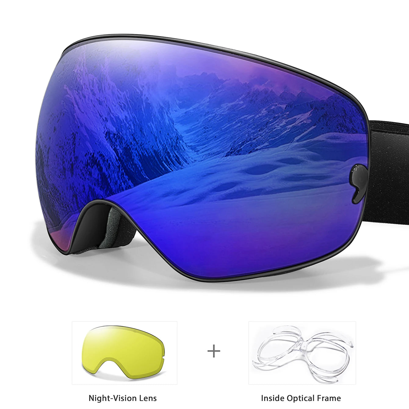 Anti-Fog Ski & Snowboard Goggles with Night Vision