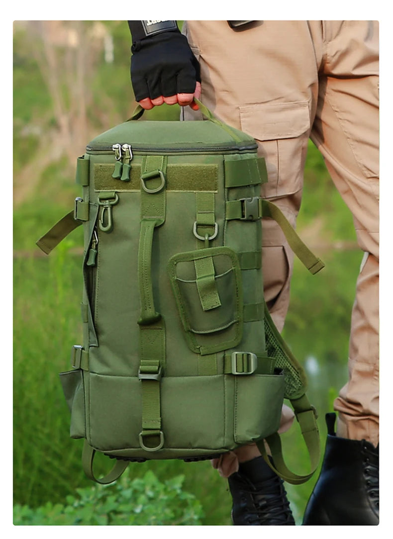 Tactical Fishing Backpack with Rod Holders & MOLLE System