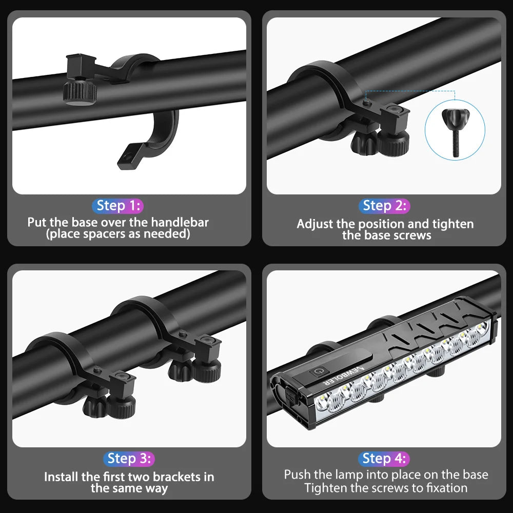 NEWBOLER USB Rechargeable Bike Light with 10,000mAh Battery