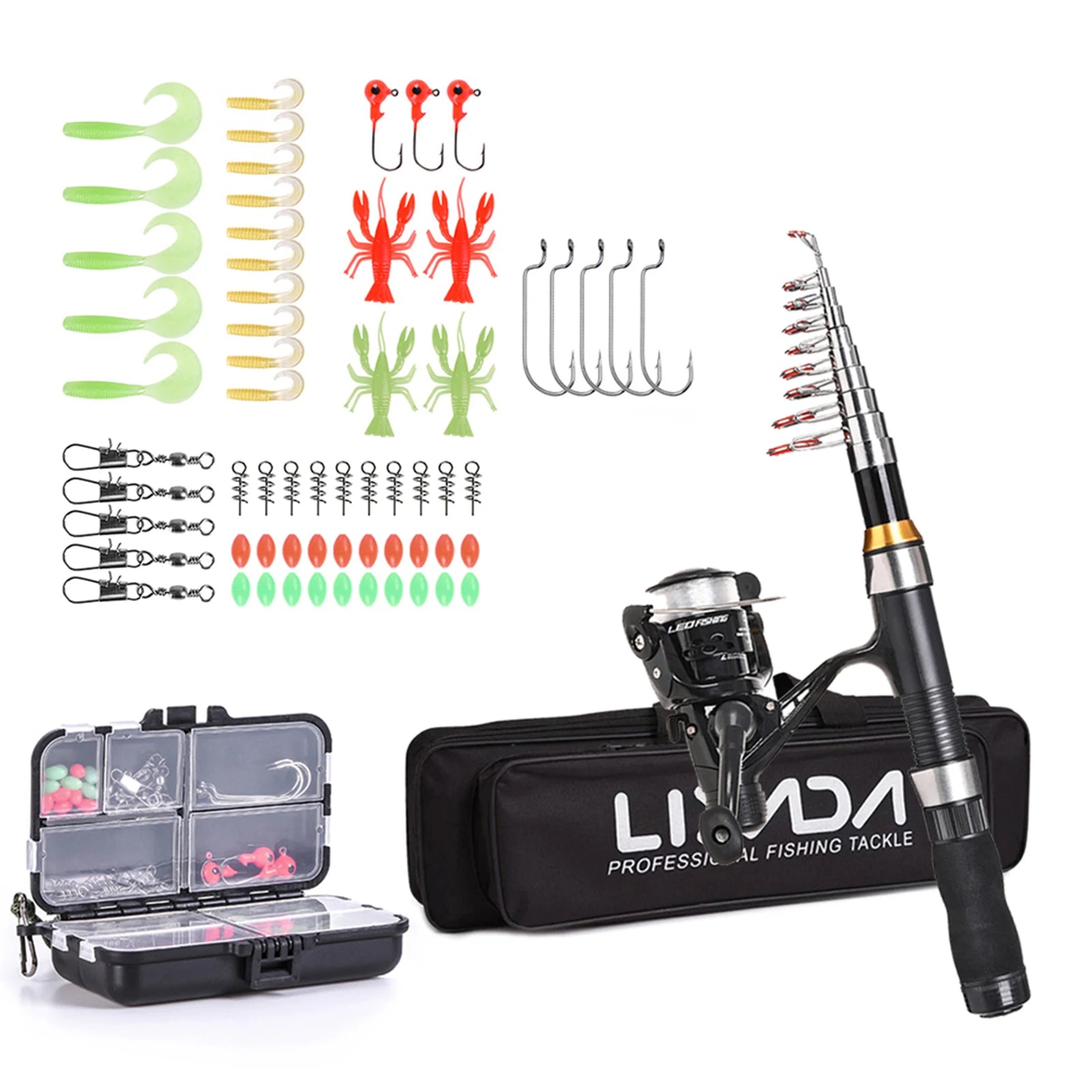 Lixada Telescopic Carbon Fiber Fishing Rod & Reel Combo with Bag