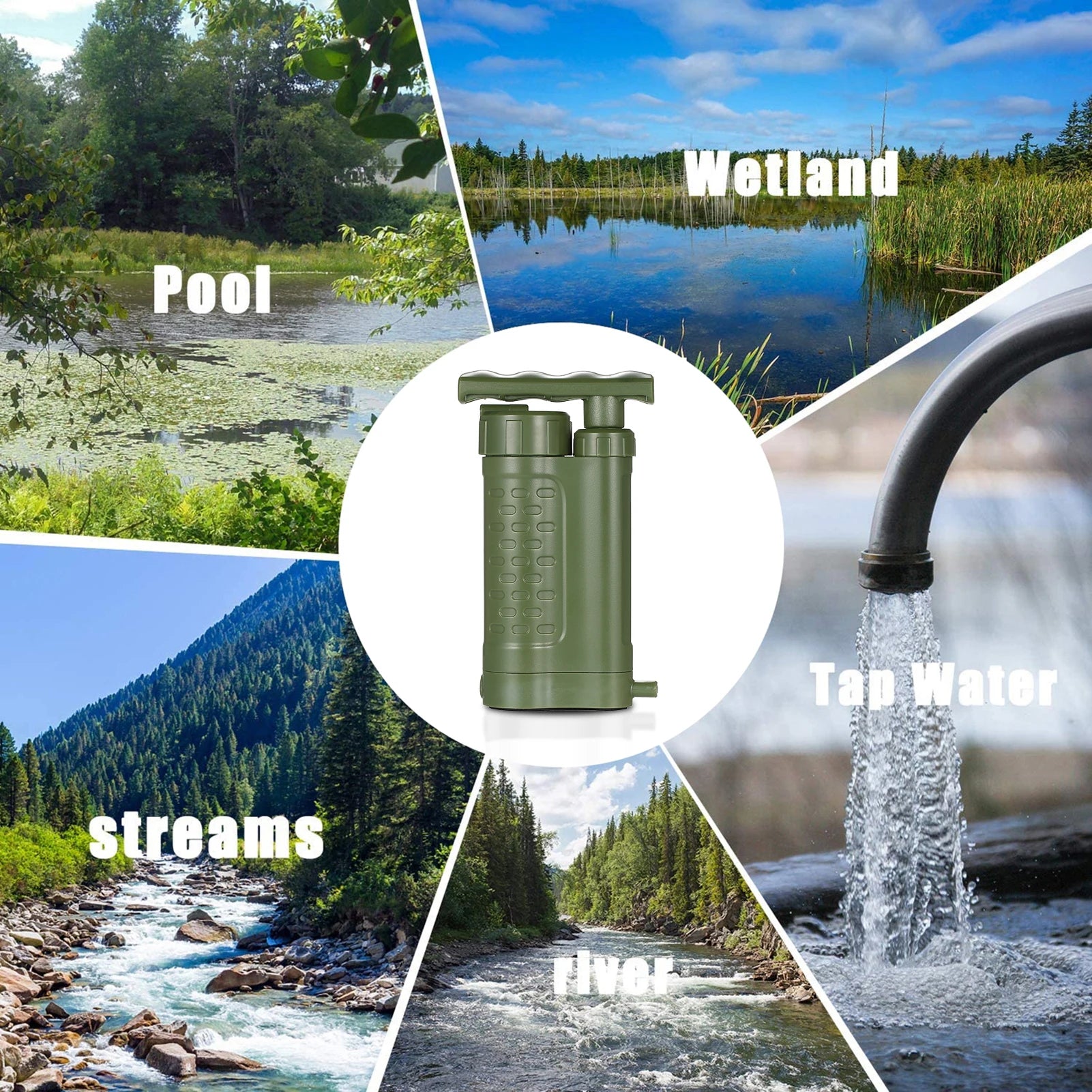 Portable Water Purifier Pump with 0.01 Micron Filtration System