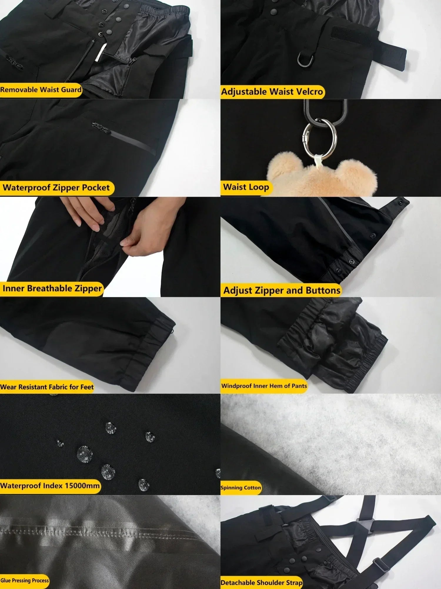 Unisex Waterproof Ski & Snowboard Overalls with Straps