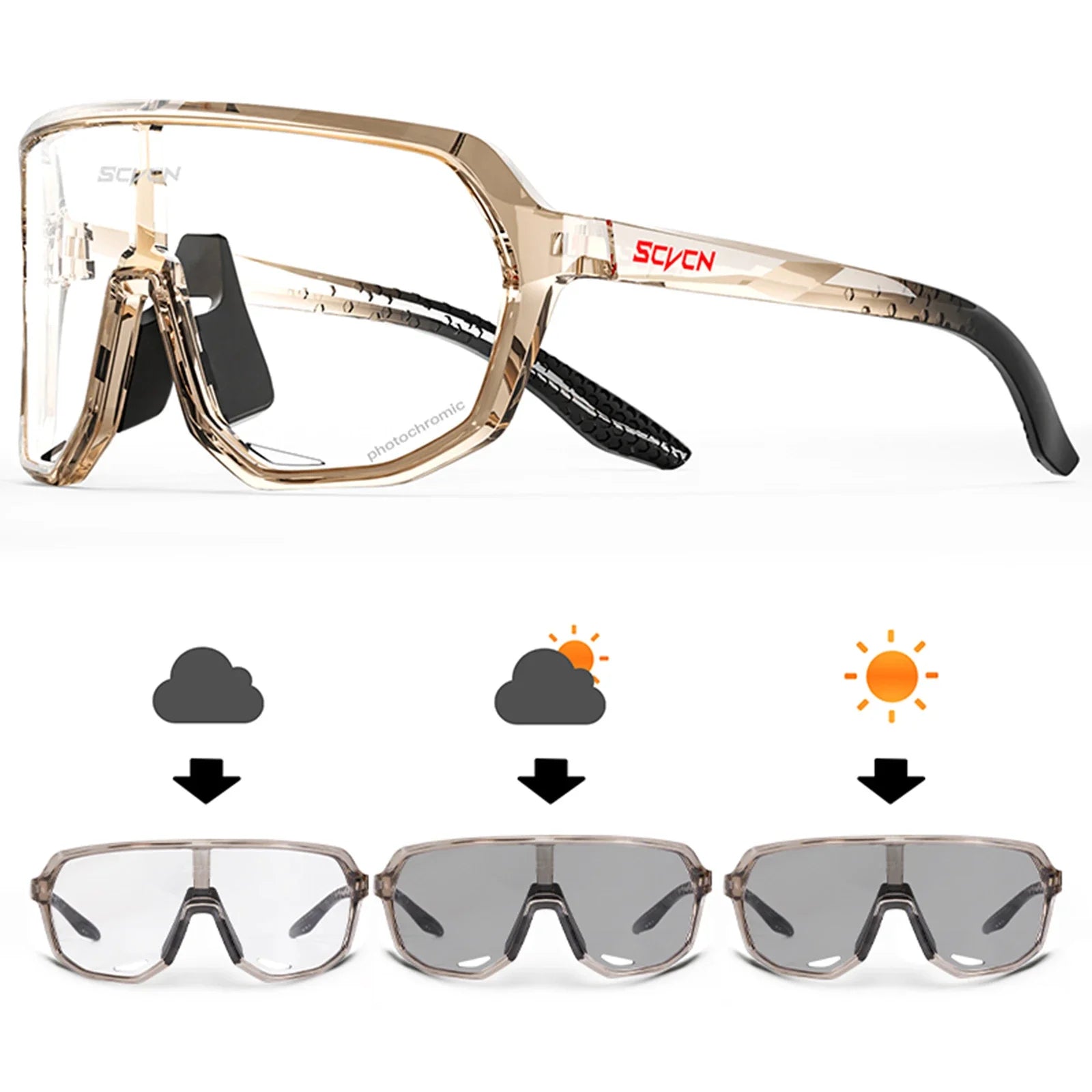 SCVCN Photochromic Cycling Sunglasses for Men & Women