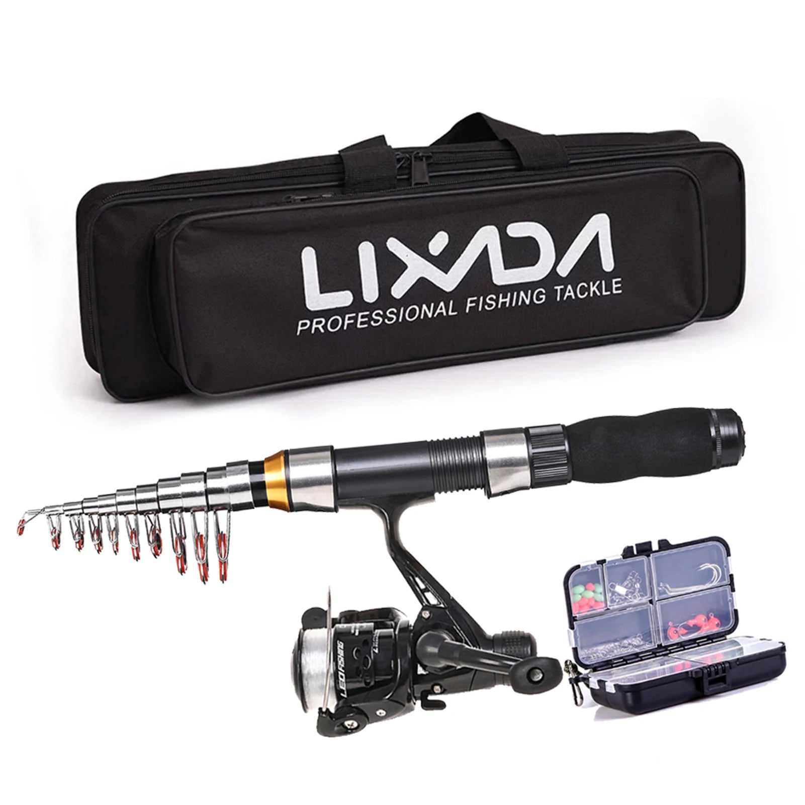 Lixada Telescopic Carbon Fiber Fishing Rod & Reel Combo with Bag