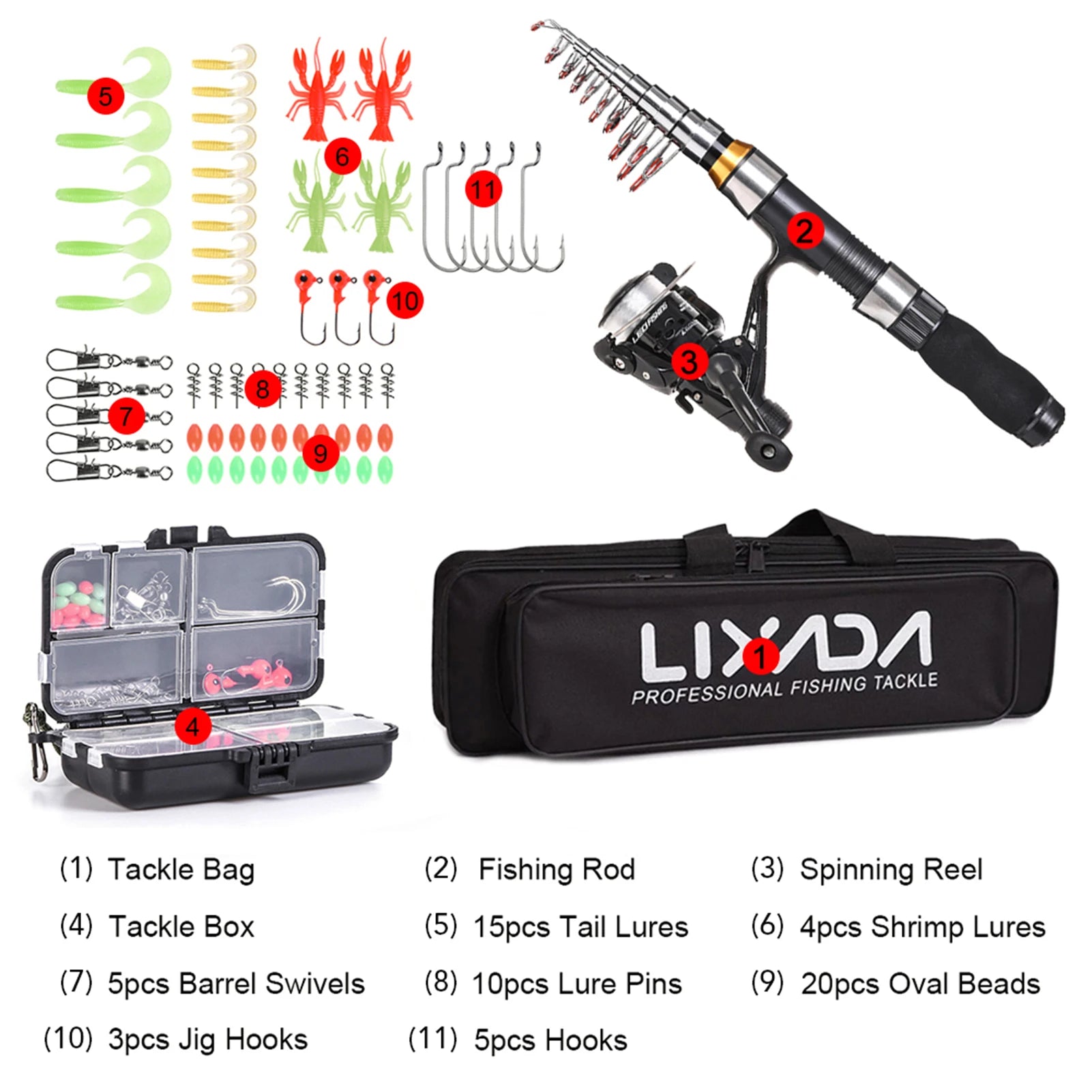 Lixada Telescopic Carbon Fiber Fishing Rod & Reel Combo with Bag
