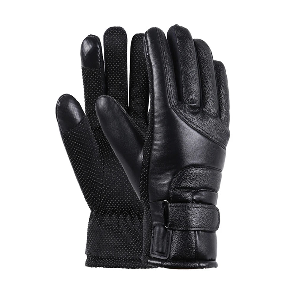 Heated Motorcycle Winter Gloves – Waterproof PU Leather, Thermal Insulated