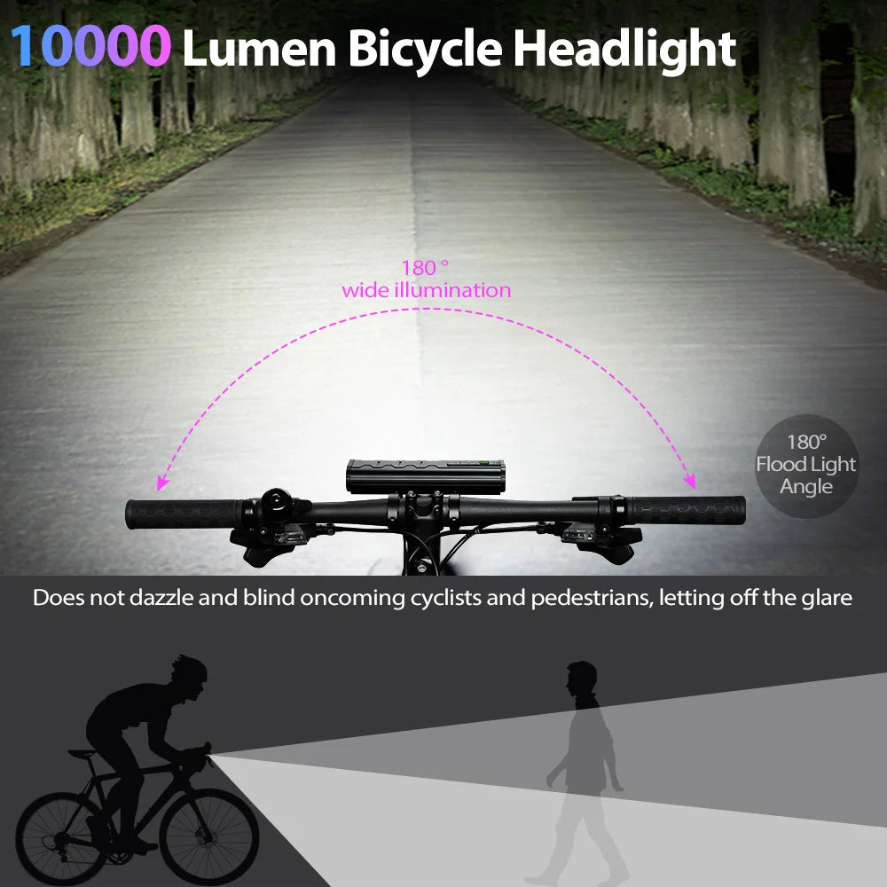 NEWBOLER USB Rechargeable Bike Light with 10,000mAh Battery