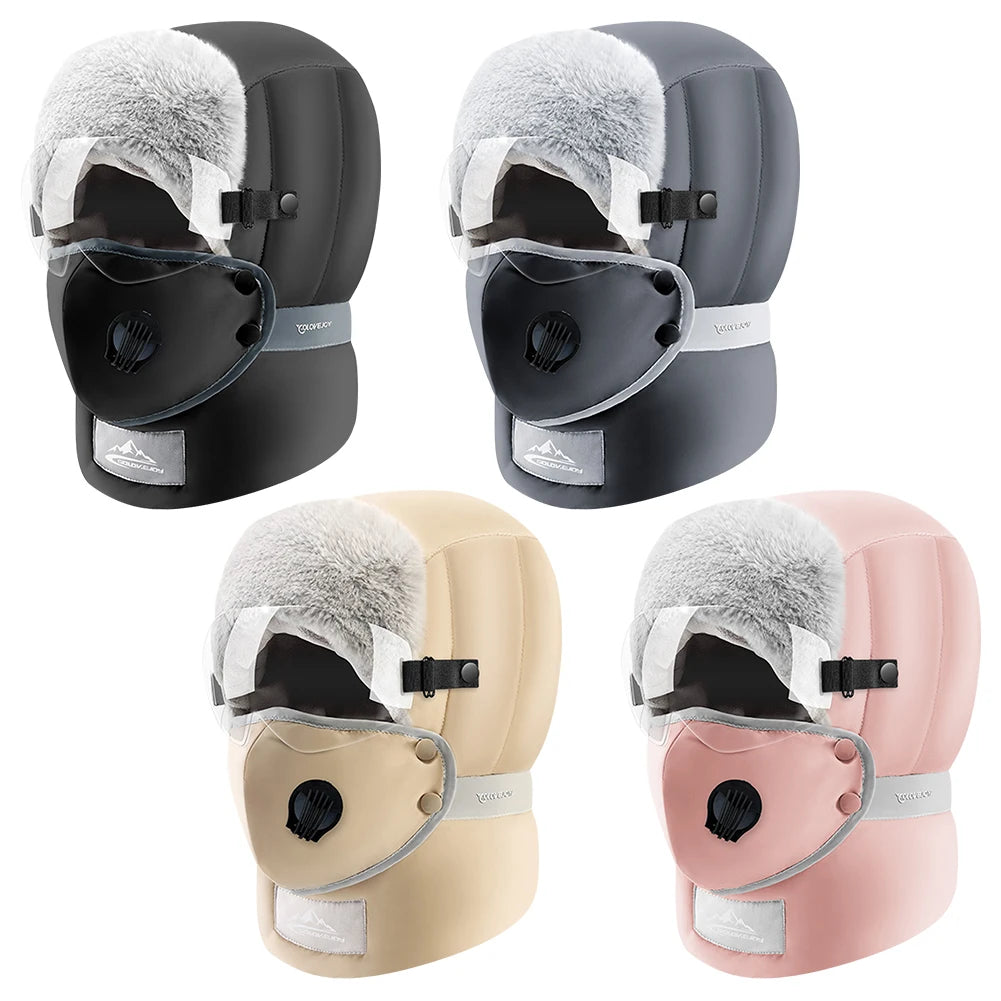 Winter Windproof Balaclava Hat with Goggles – Unisex Outdoor Ski Cap