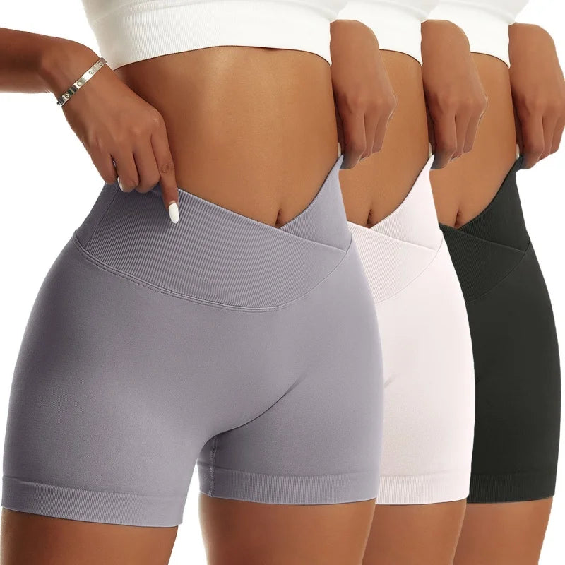 3-Pack High-Waist Scrunch Yoga Shorts for Women