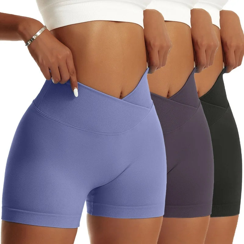 3-Pack High-Waist Scrunch Yoga Shorts for Women