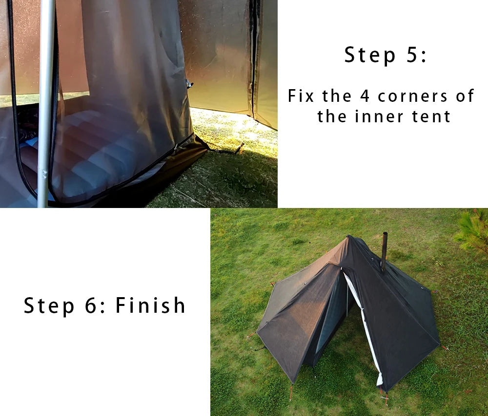 Ultralight 1-Person Hot Tent with Chimney Window for Winter