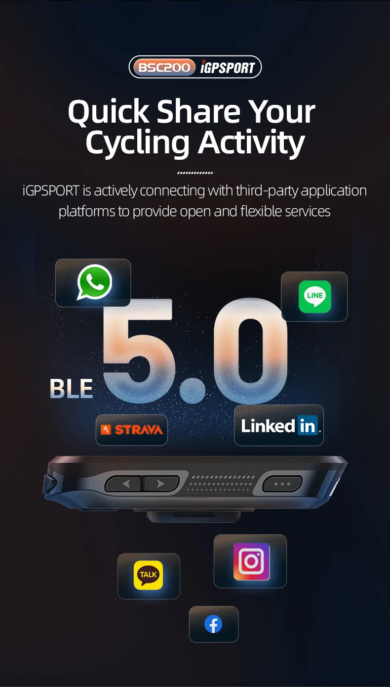 iGPSPORT BSC200 GPS Wireless Cycling Speedometer with ANT+ & Bluetooth 5.0