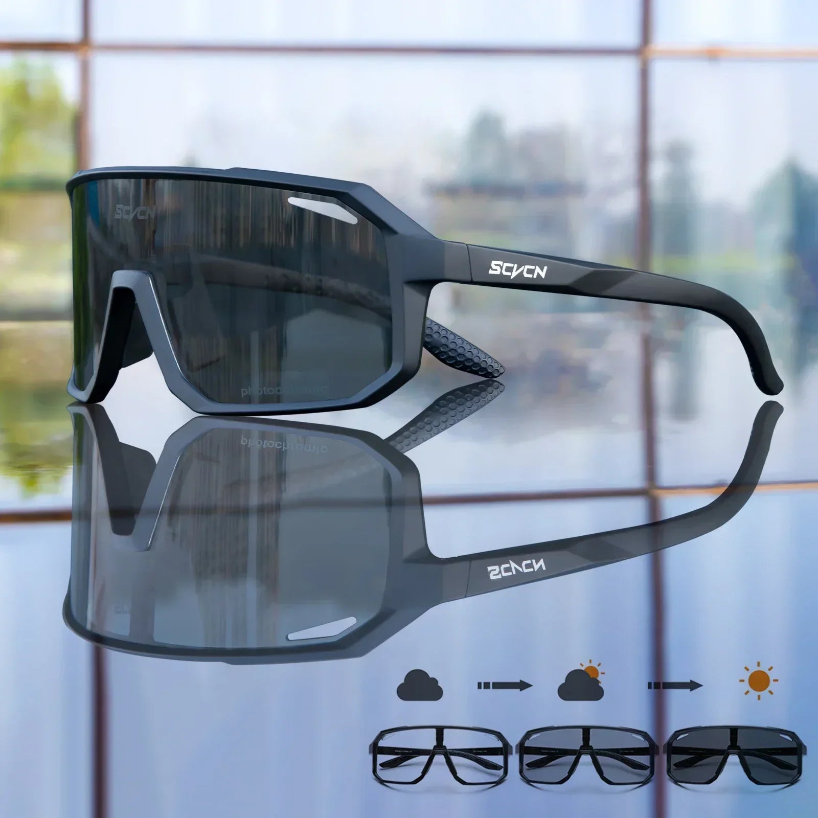 SCVCN Photochromic Cycling Sunglasses for Men & Women