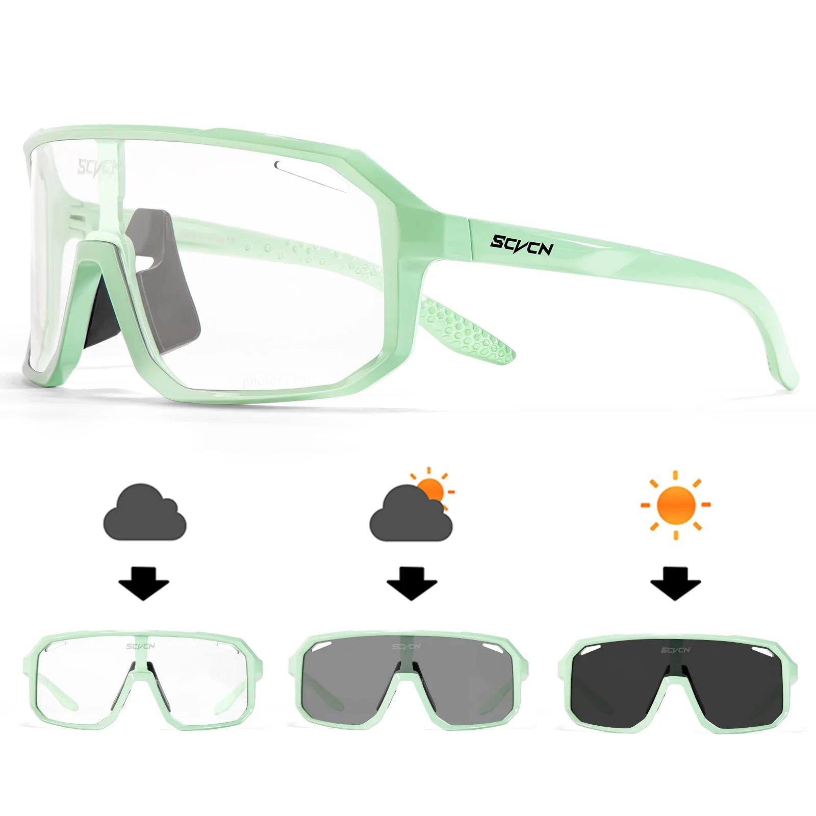 SCVCN Photochromic Cycling Sunglasses for Men & Women