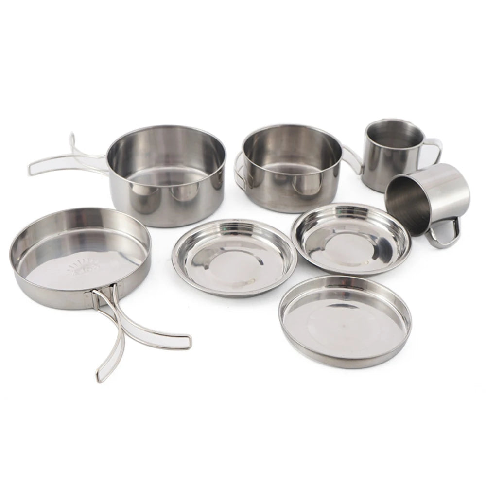 8-Piece Stainless Steel Camping Cookware Set