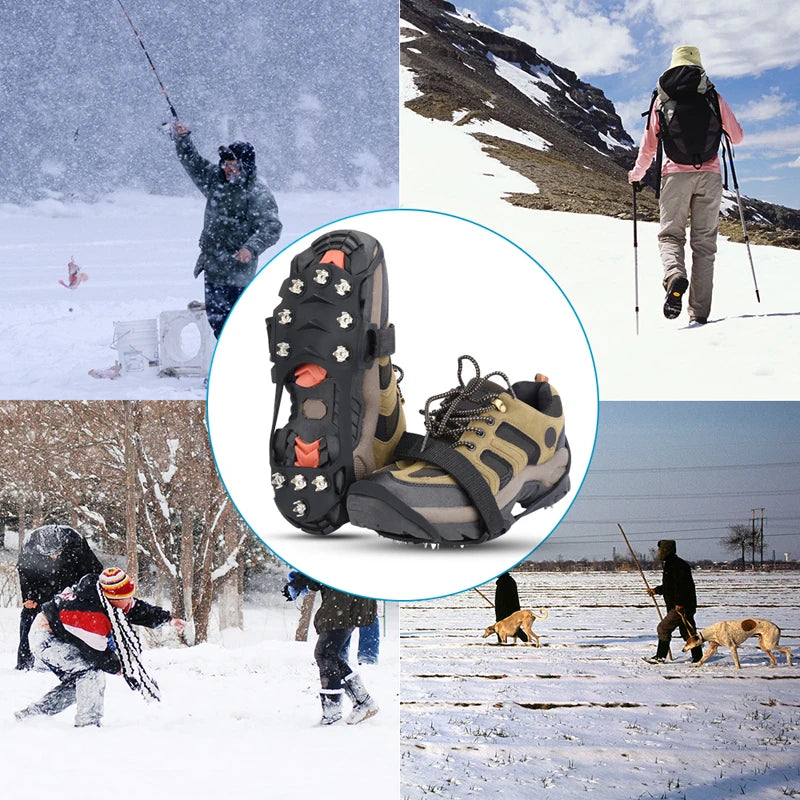 11-Teeth Ice Crampons – Anti-Slip Shoe Spikes for Winter Hiking