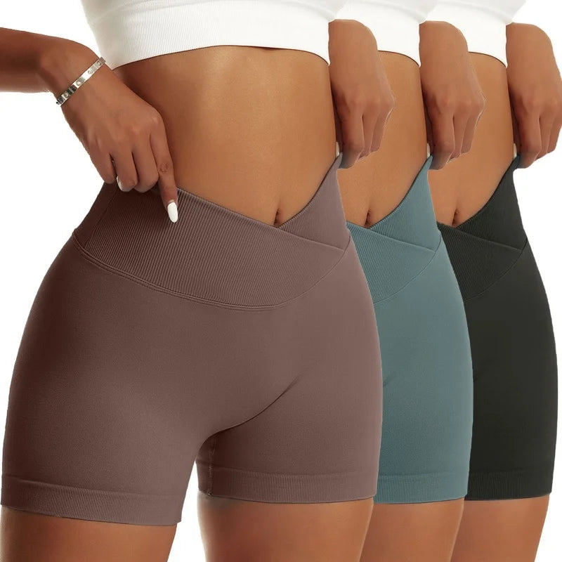 3-Pack High-Waist Scrunch Yoga Shorts for Women