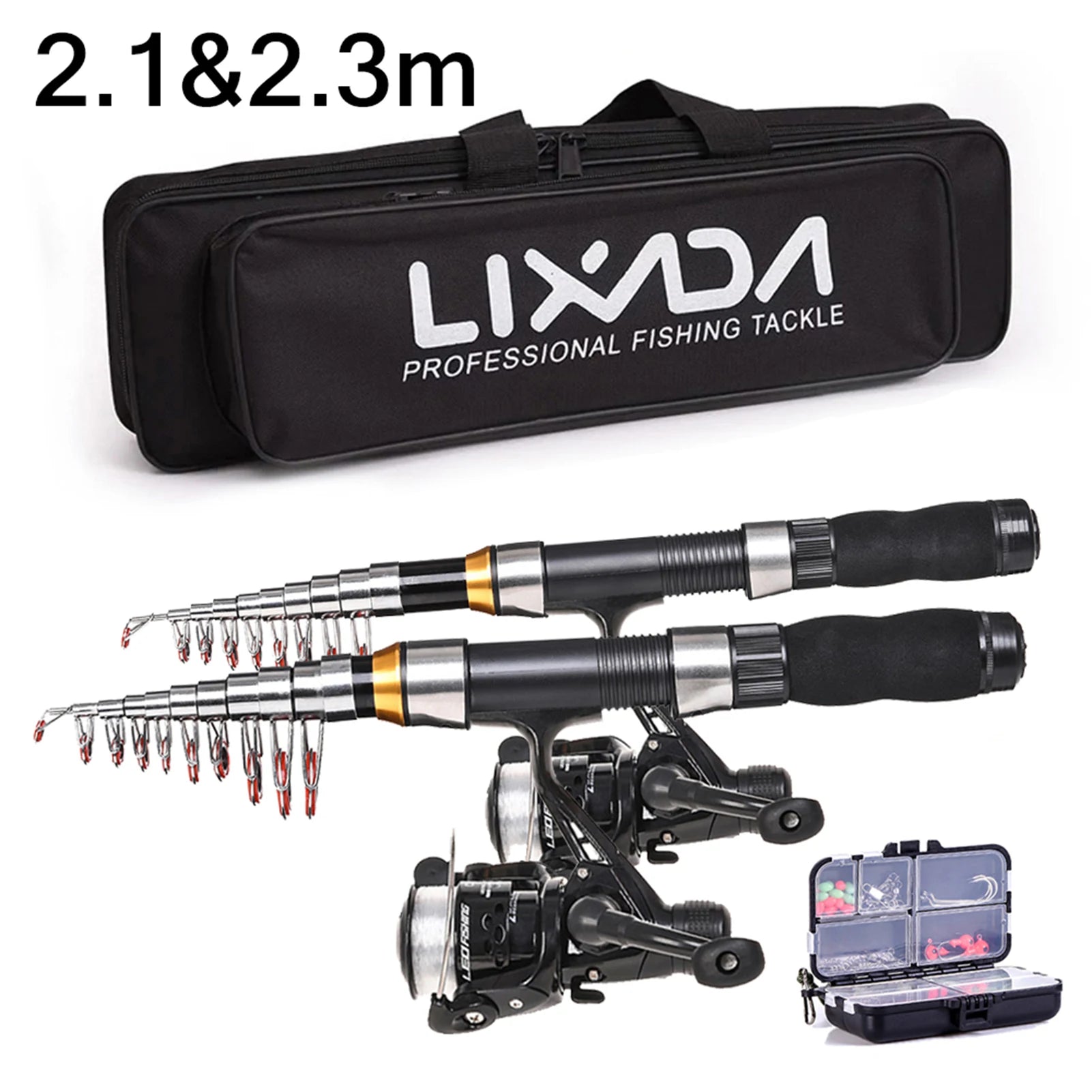 Lixada Telescopic Carbon Fiber Fishing Rod & Reel Combo with Bag