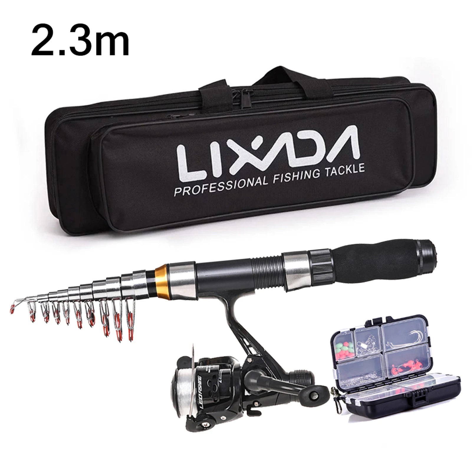 Lixada Telescopic Carbon Fiber Fishing Rod & Reel Combo with Bag